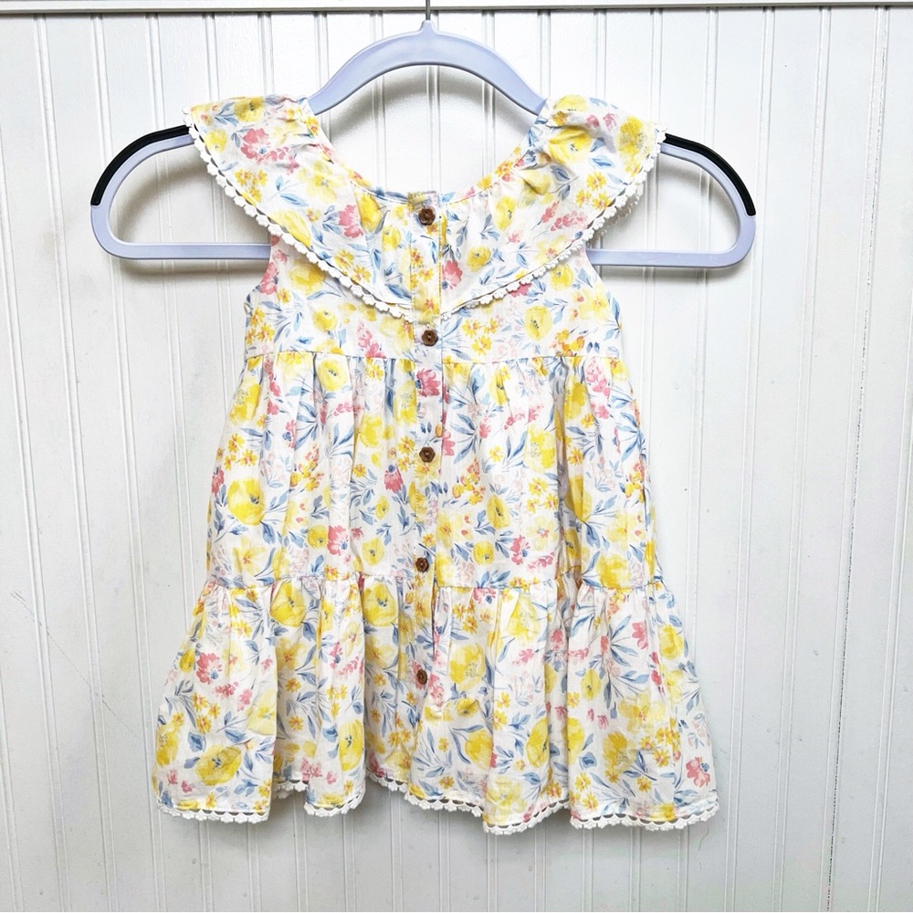 Tommy Bahama Yellow & Pink Dainty Floral Sleeveless Sundress Little Girl 4T NEW